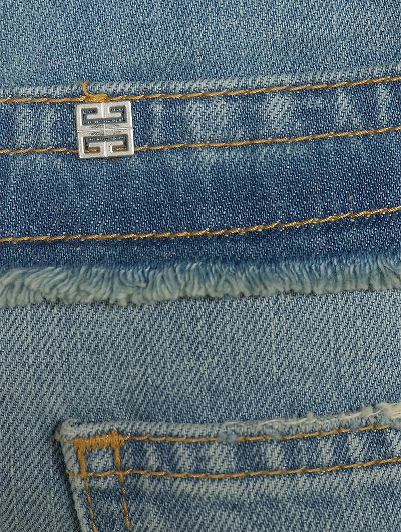 Mixed-Denim Straight-Leg Jeans