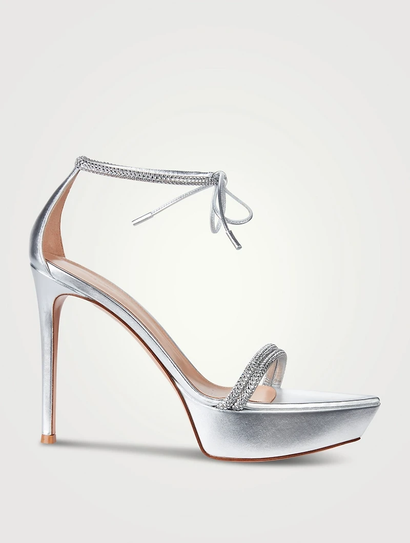 Montecarlo Embellished Metallic Silk Platform Sandals