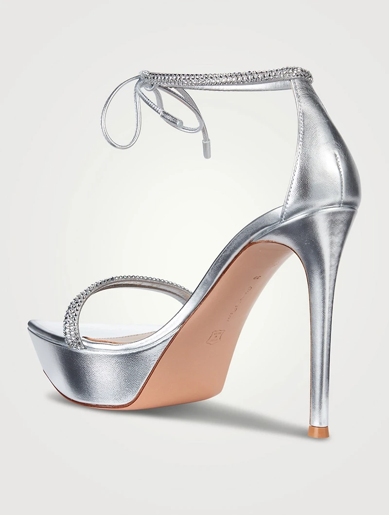 Montecarlo Embellished Metallic Silk Platform Sandals
