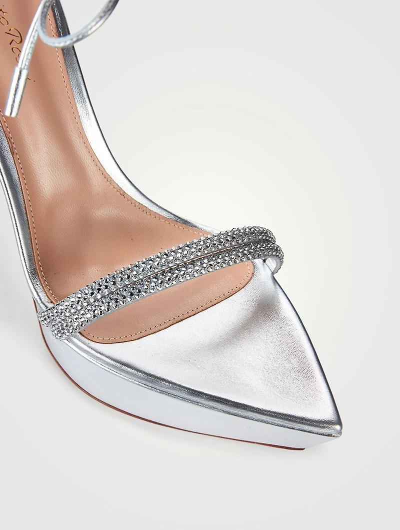 Montecarlo Embellished Metallic Silk Platform Sandals
