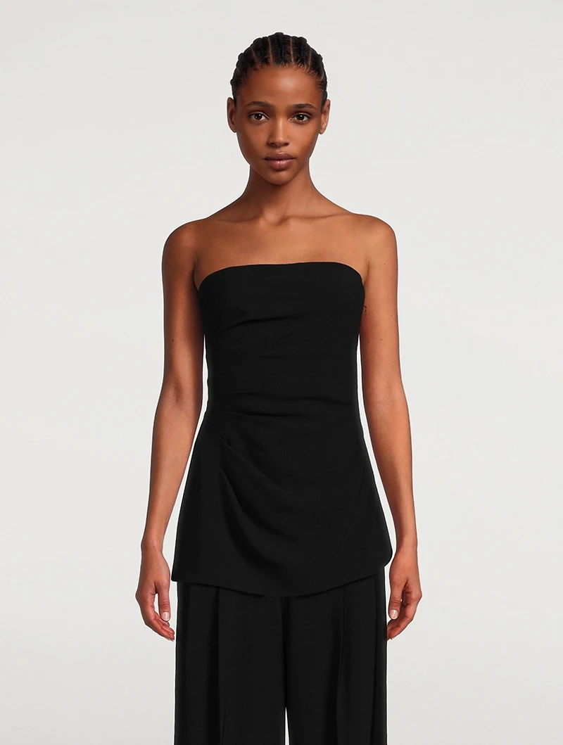 Matte Viscose Crepe Strapless Top