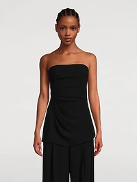 Matte Viscose Crepe Strapless Top