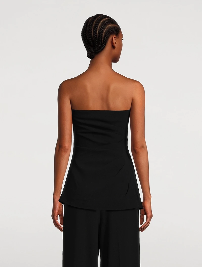 Matte Viscose Crepe Strapless Top