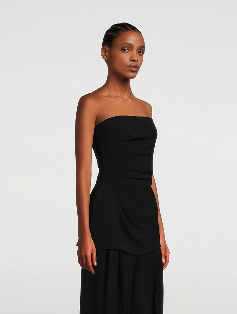 Matte Viscose Crepe Strapless Top