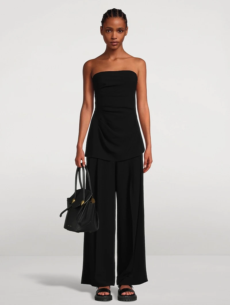 Matte Viscose Crepe Strapless Top