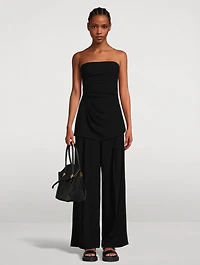 Matte Viscose Crepe Strapless Top