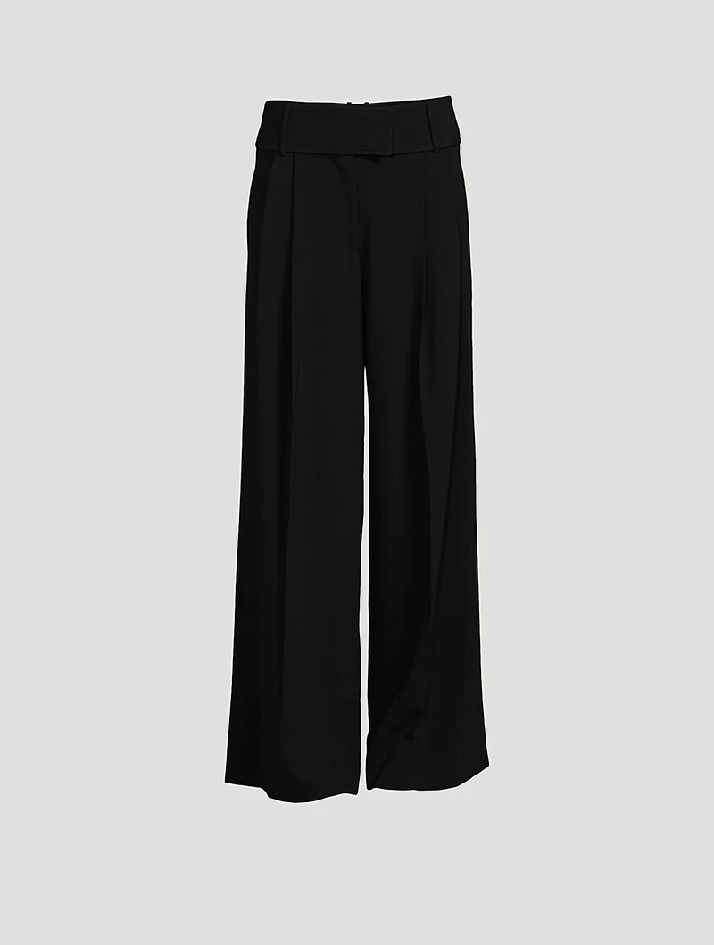Matte Viscose Crepe Wide-Leg Pants