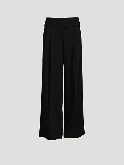 Matte Viscose Crepe Wide-Leg Pants