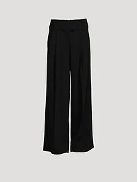 Matte Viscose Crepe Wide-Leg Pants