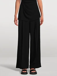Matte Viscose Crepe Wide-Leg Pants