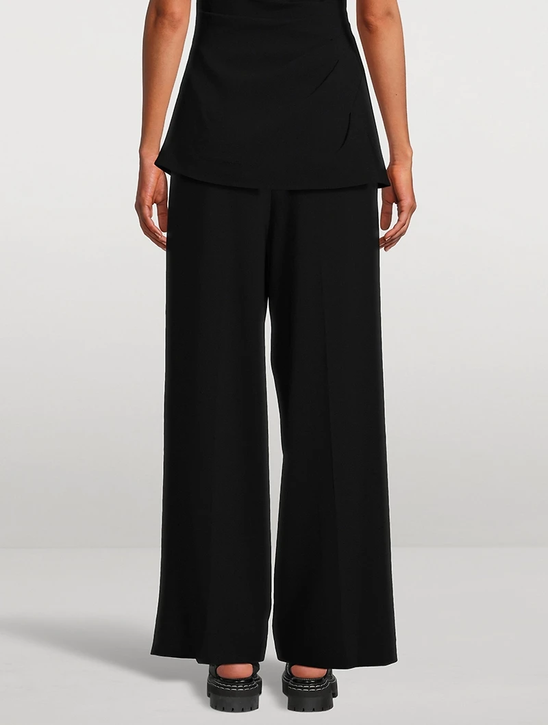 Matte Viscose Crepe Wide-Leg Pants