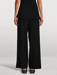 Matte Viscose Crepe Wide-Leg Pants