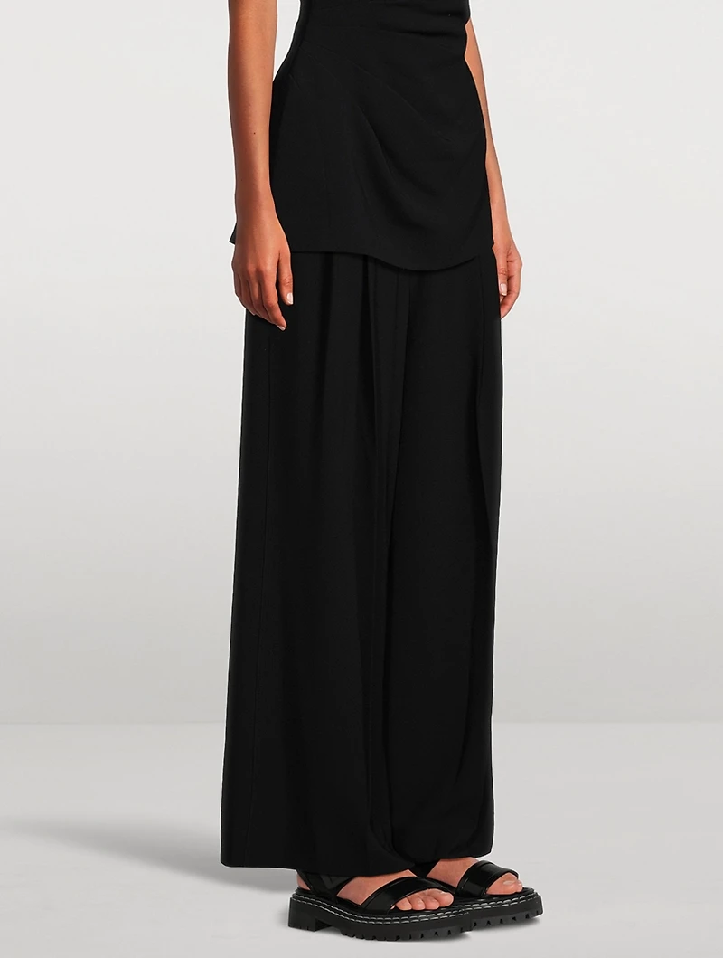 Matte Viscose Crepe Wide-Leg Pants