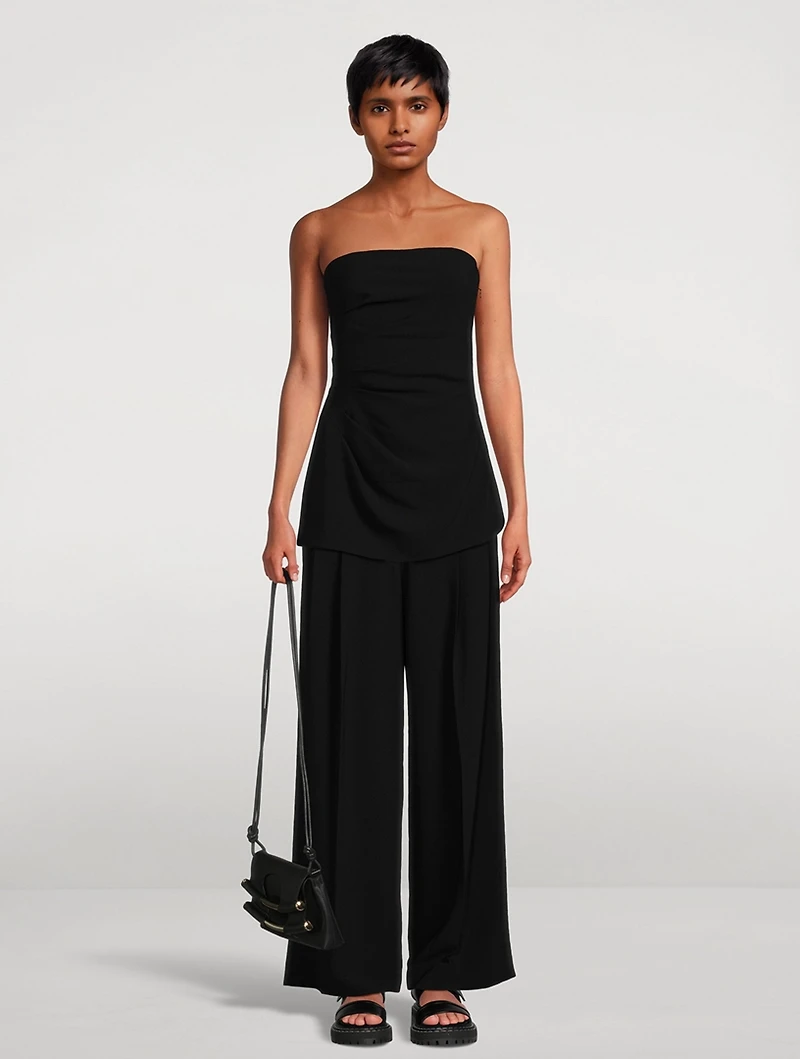 Matte Viscose Crepe Wide-Leg Pants