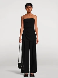 Matte Viscose Crepe Wide-Leg Pants