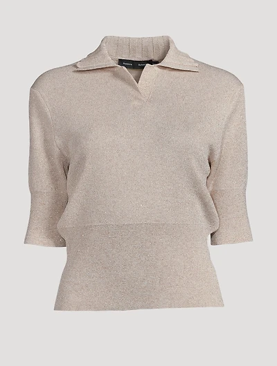 Metallic Knit Polo Shirt