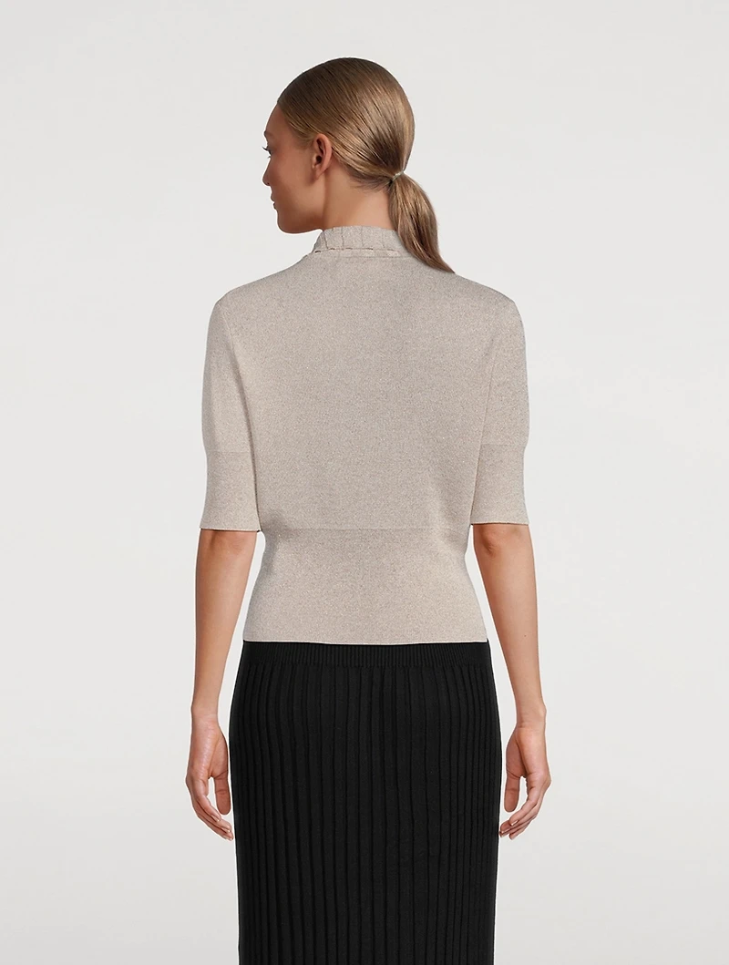 Metallic Knit Polo Shirt