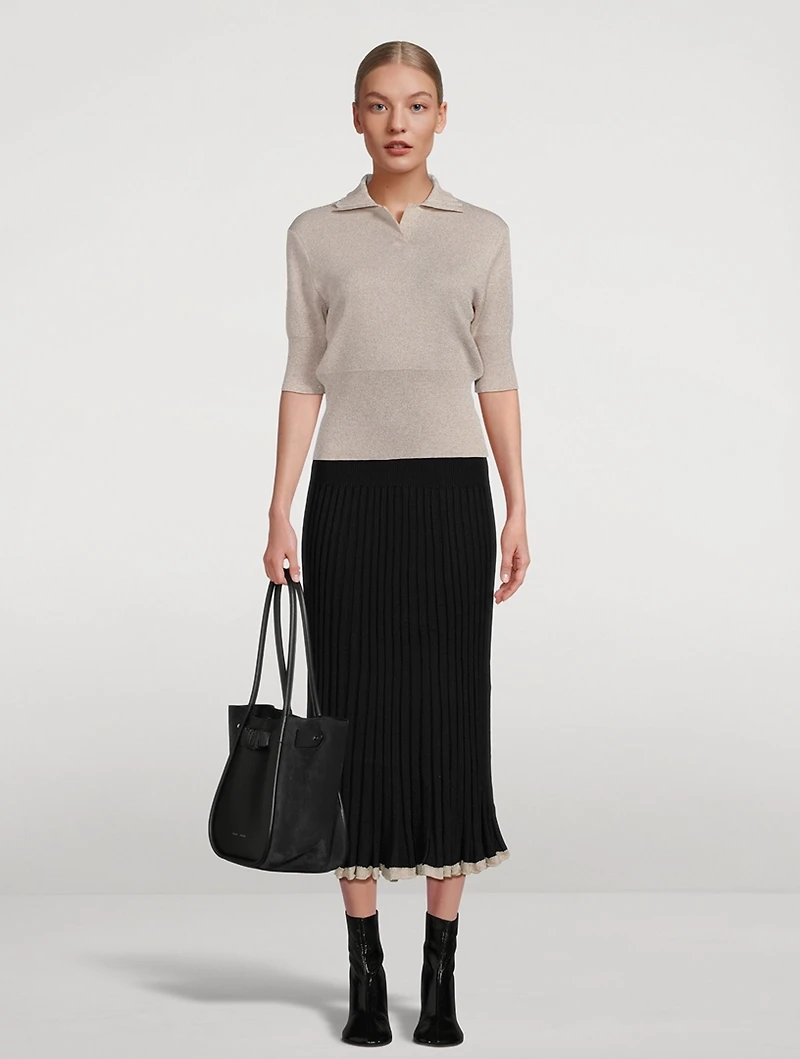Metallic Knit Polo Shirt