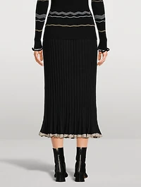 Silk Cashmere Pleated Midi Skirt