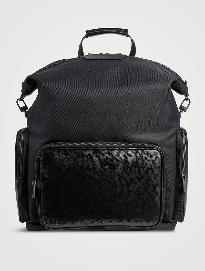 Recycled Twill And Evoluzione Leather Backpack