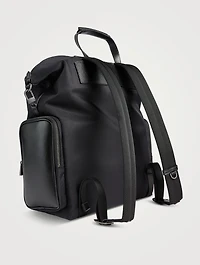 Recycled Twill And Evoluzione Leather Backpack