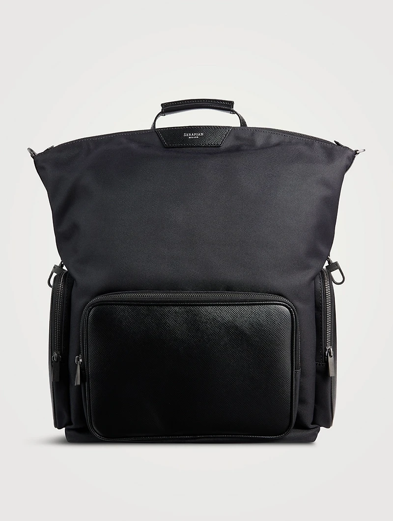 Recycled Twill And Evoluzione Leather Backpack