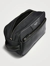 Recycled Twill And Evoluzione Leather Toiletries Bag