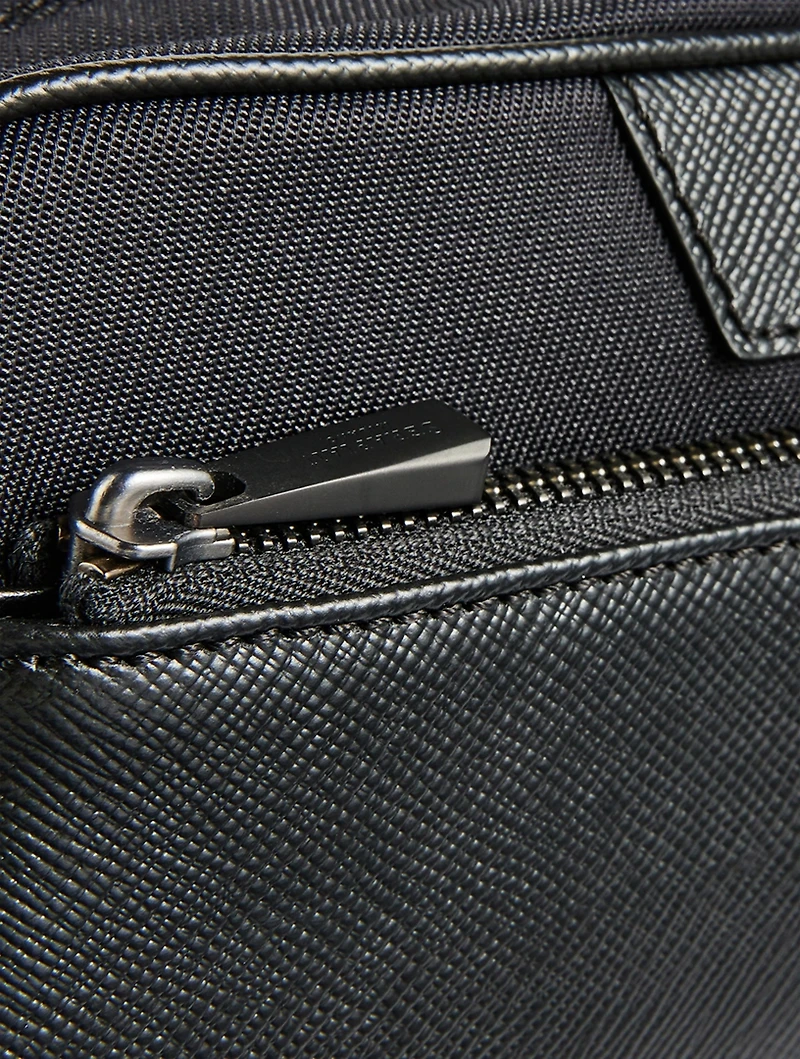 Recycled Twill And Evoluzione Leather Toiletries Bag