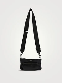 Recycled Twill And Evoluzione Leather Crossbody Bag