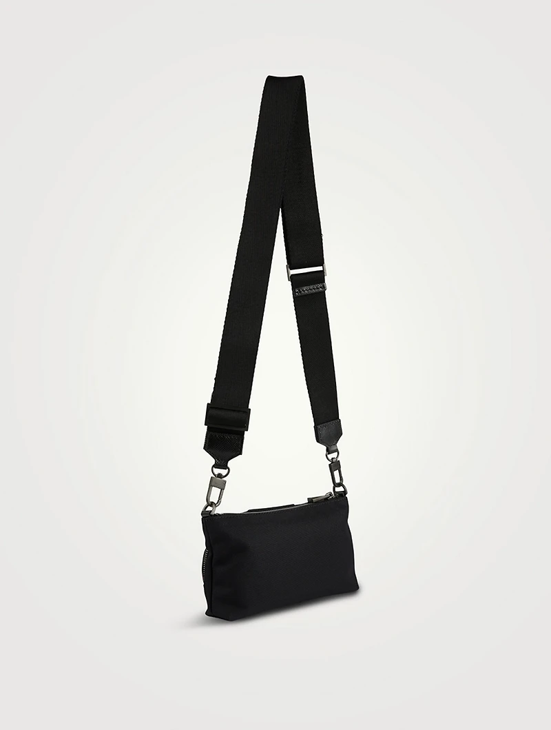 Recycled Twill And Evoluzione Leather Crossbody Bag