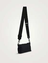 Recycled Twill And Evoluzione Leather Crossbody Bag