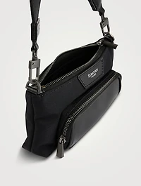 Recycled Twill And Evoluzione Leather Crossbody Bag