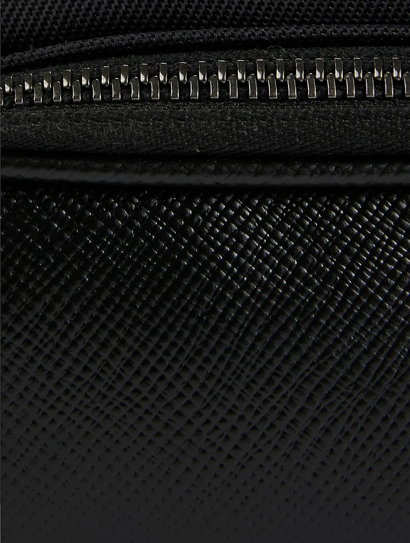 Recycled Twill And Evoluzione Leather Crossbody Bag