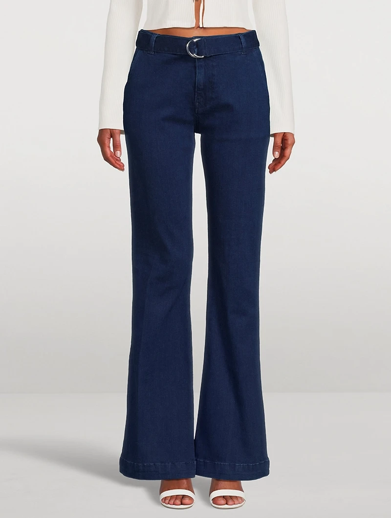 Le High Flare Belted Jeans