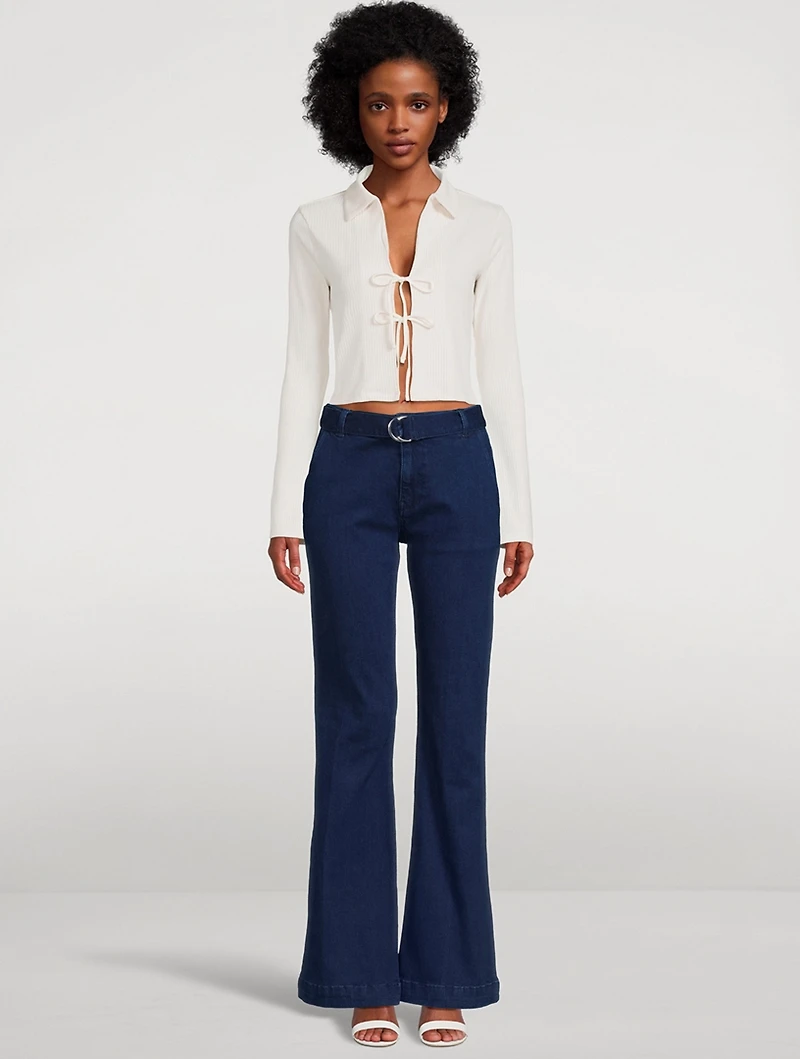 Le High Flare Belted Jeans