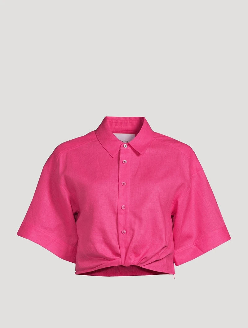 Cropped Twist-Front Shirt