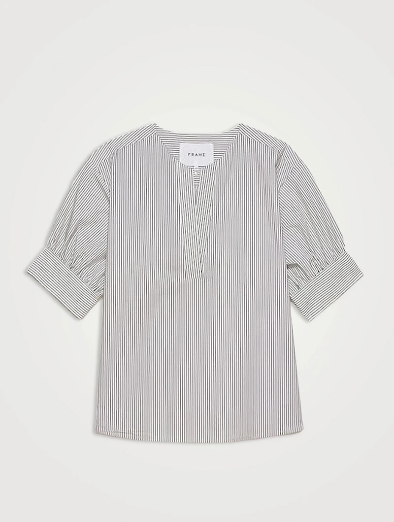 Puff-Sleeve Tunic Stripe Print