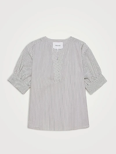 Puff-Sleeve Tunic Stripe Print
