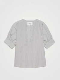 Puff-Sleeve Tunic Stripe Print