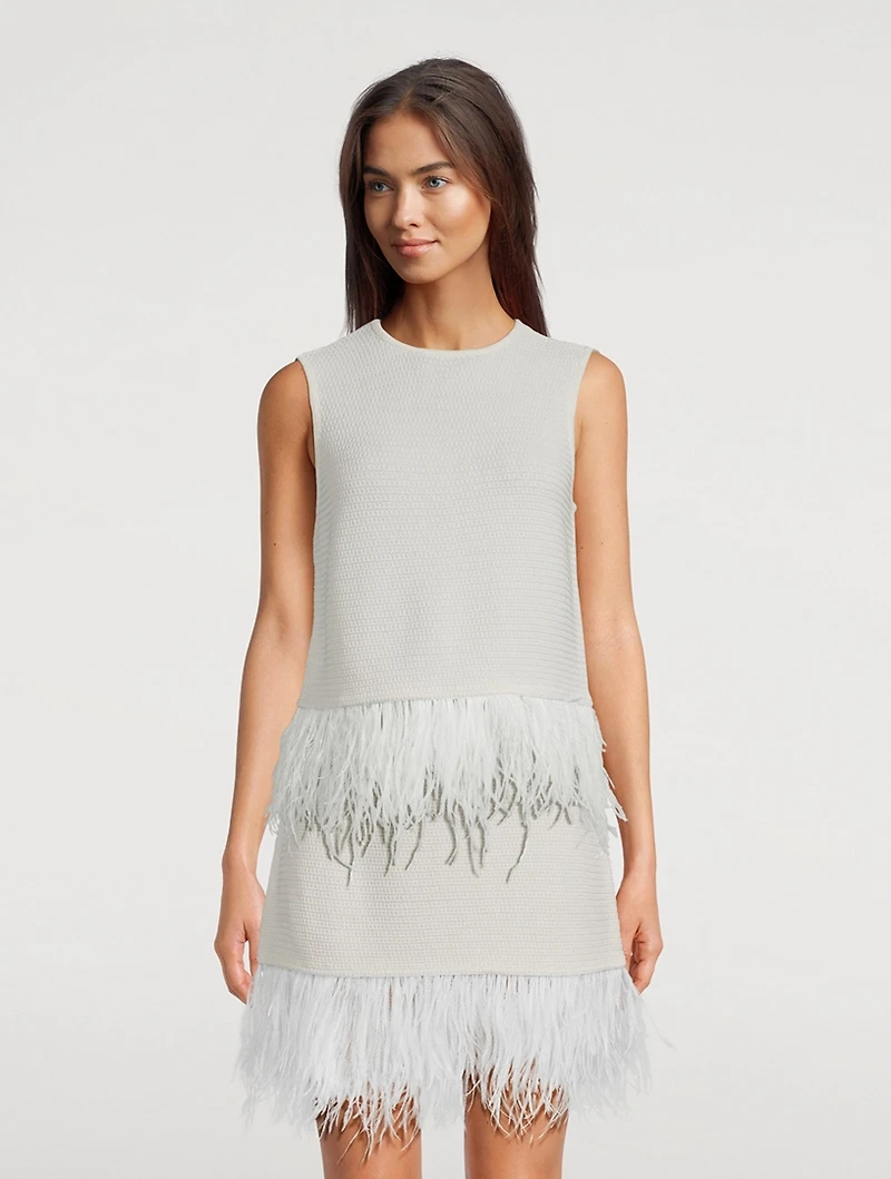 Feather-Trimmed Crochet Top