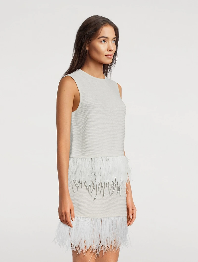 Feather-Trimmed Crochet Top