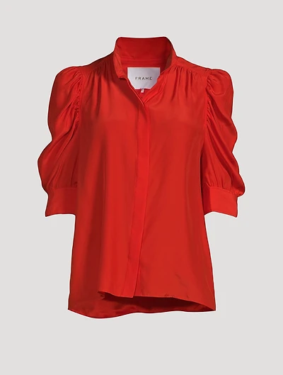 Gillian Puff-Sleeve Silk Blouse