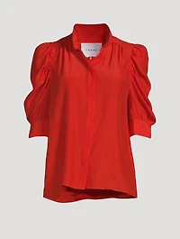 Gillian Puff-Sleeve Silk Blouse