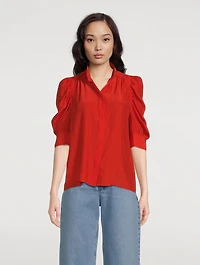 Gillian Puff-Sleeve Silk Blouse