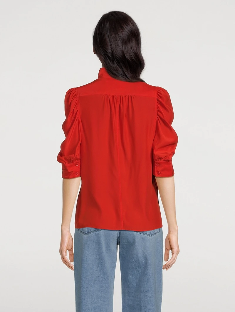 Gillian Puff-Sleeve Silk Blouse