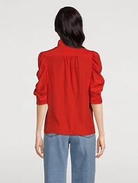 Gillian Puff-Sleeve Silk Blouse