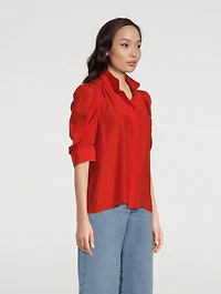 Gillian Puff-Sleeve Silk Blouse
