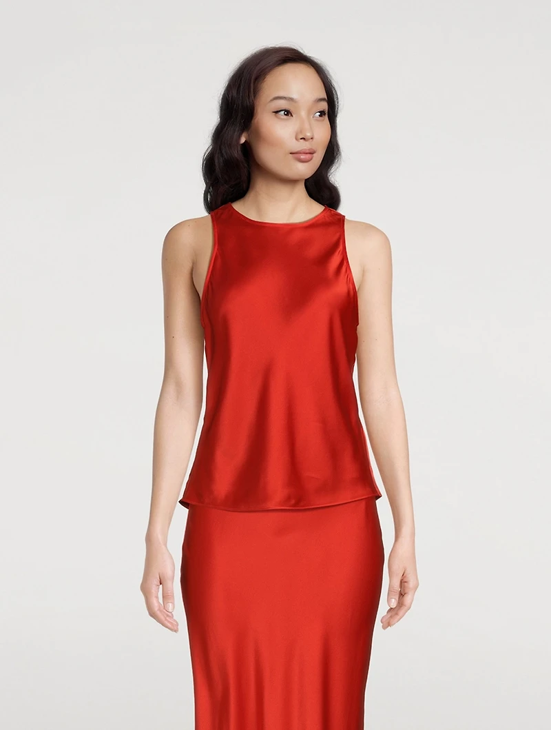 Bias-Cut Silk Tank Top