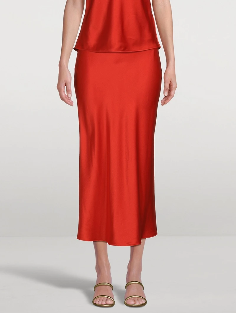 Bias Silk Midi Skirt