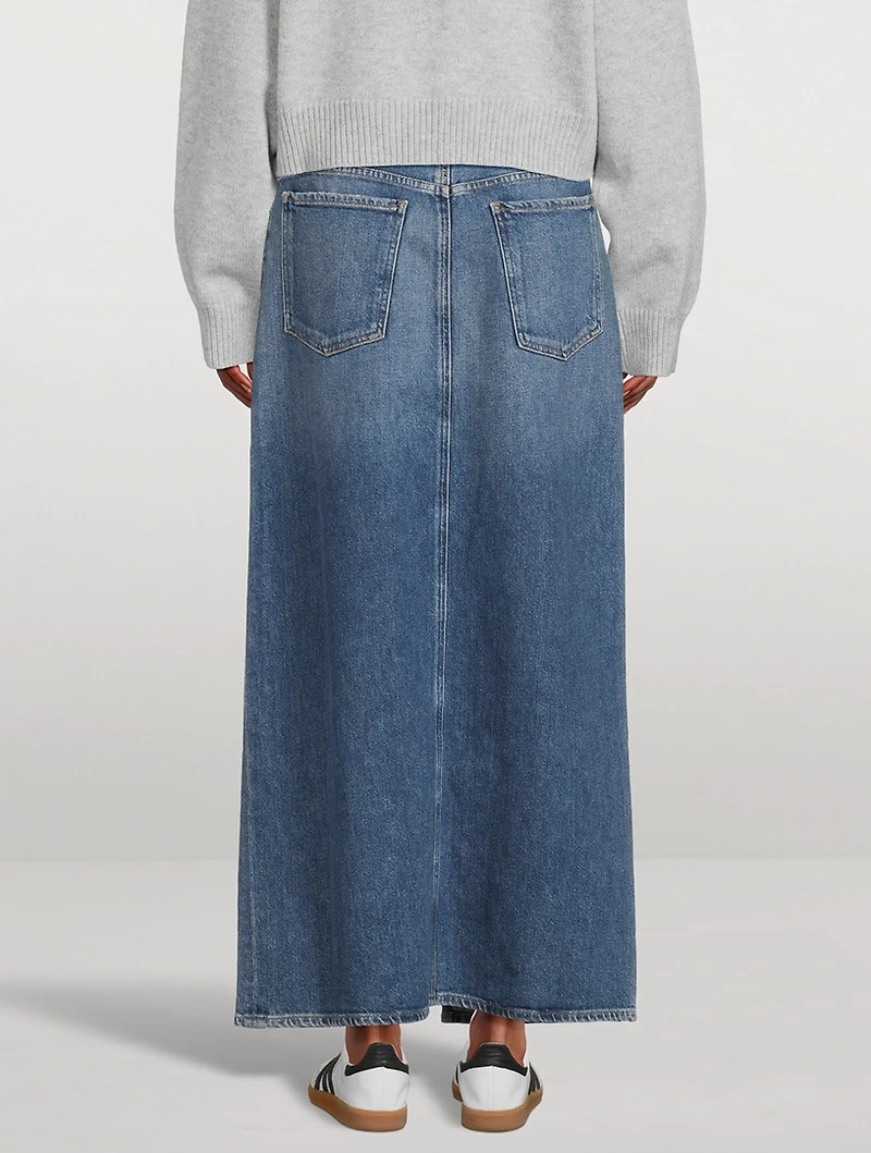 Leif Low-Slung Denim Maxi Skirt